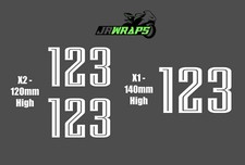 MATTE WHITE Race Racing Numbers Digits (X3 140mm & X6 120mm) Motorbike ACU SIZE