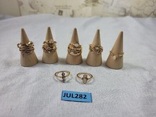 Gold Rhinestone Small Midi Ring Set of 14 Stack  Rings Mixed Designs JUL282