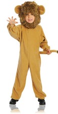 Toddler Boys Lion Costume Deluxe Jumpsuit Faux Fur Headpiece Halloween Brown 2-4