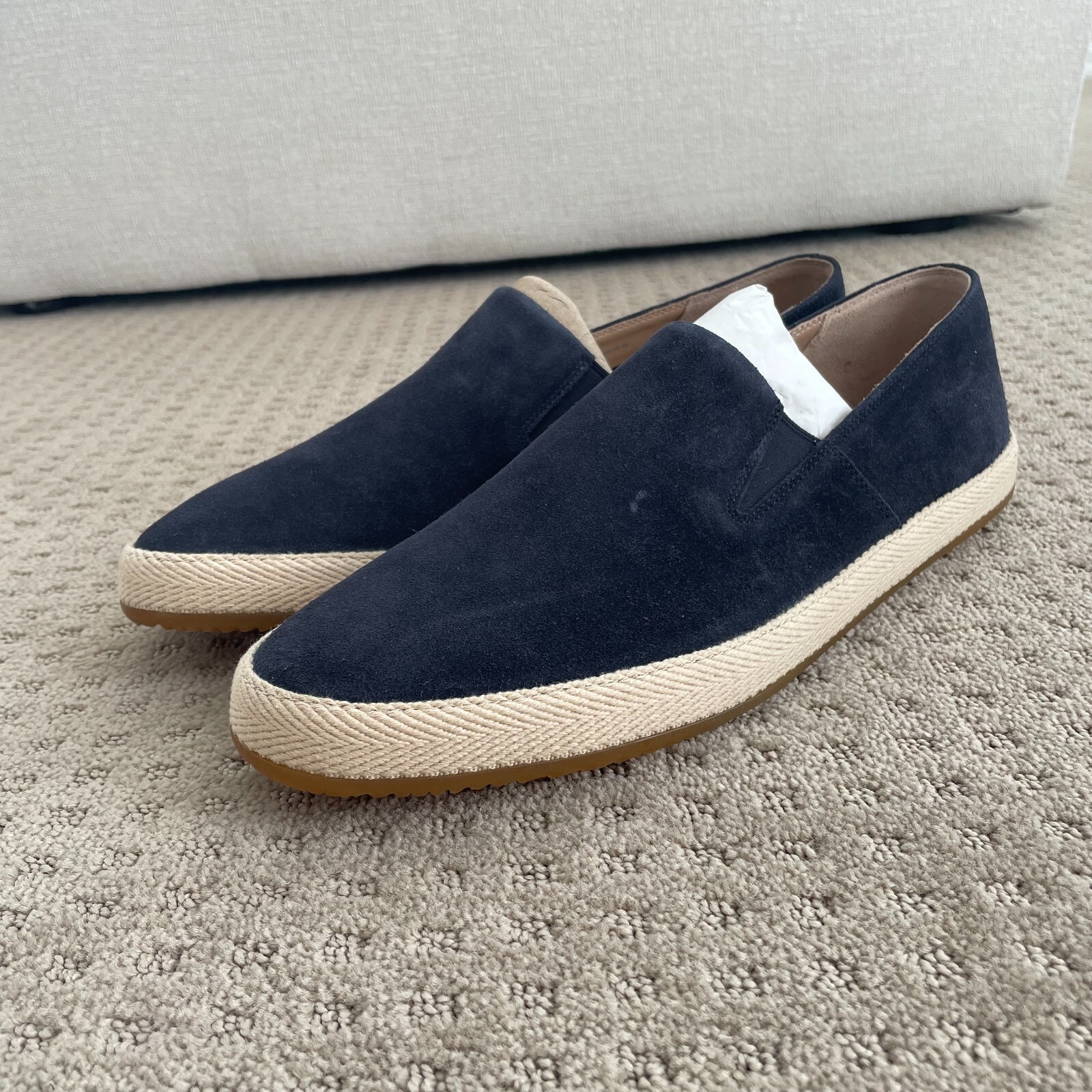 SAOLA Sneaker slip on Vince Chesner scamosciata uomo US 12 blu costiero rafia suola media NUOVE