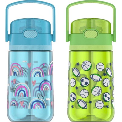 Thermos 14oz/410mL Tritan Plastic Water Bottle with Flip Up Straw and Handle (TP