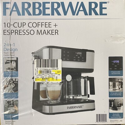 Farberware Dual Brew, 10 Cup Coffee + Espresso Maker - BRAND NEW