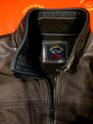 PAUL SHARK  JACKE LEDER SCHURWOLLE GR XL HYBRIDJACKE