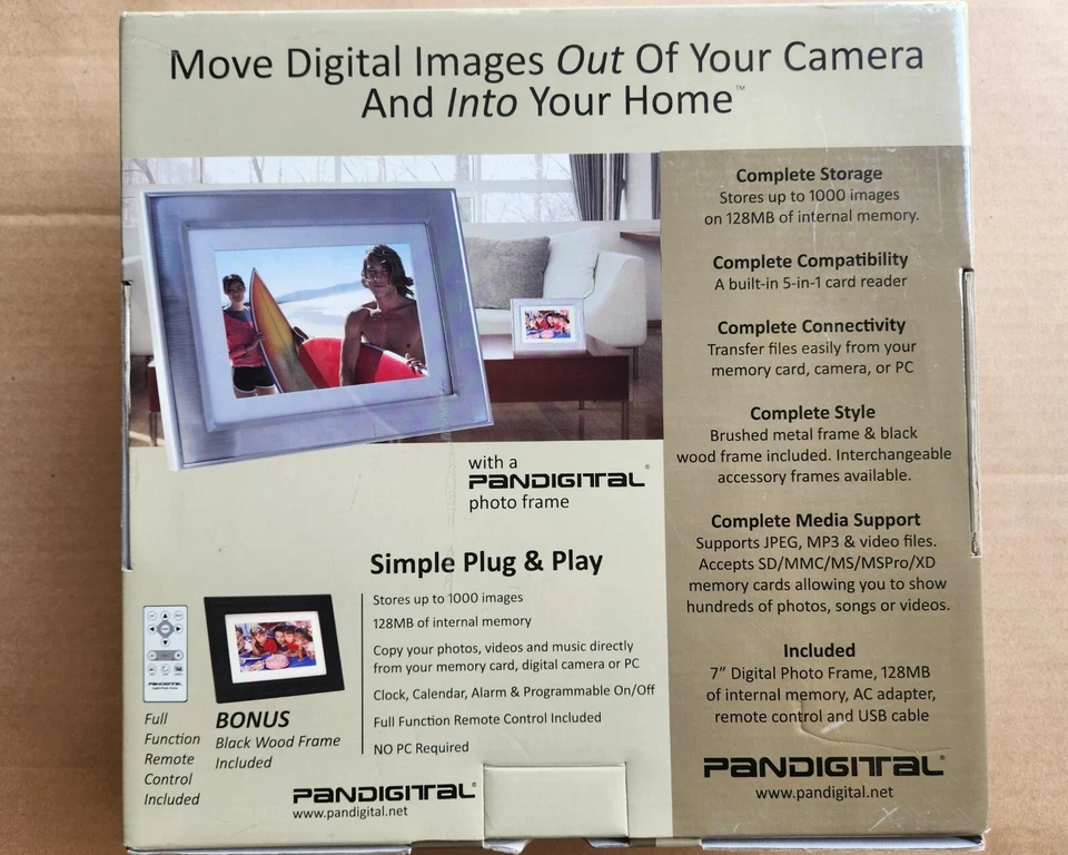 PanDigital - 7" LCD Digital Photo Frame - 1000 Images - 128 MB Internal Memory - Image 2 of 2