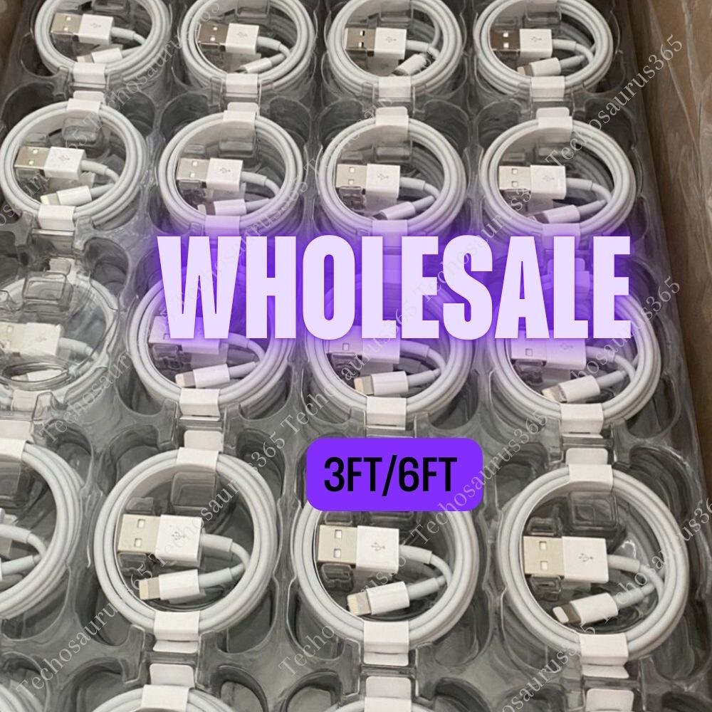 Bulk USB Cable 3Ft 6Ft for iPhone 14 13 12 11 8 Charging Cord 1-1000 Lot