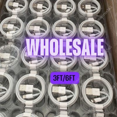 1-1000 Bulk Lot USB Cable 3Ft 6Ft For Apple iPhone 14/13/12/11/8 Charger Cord