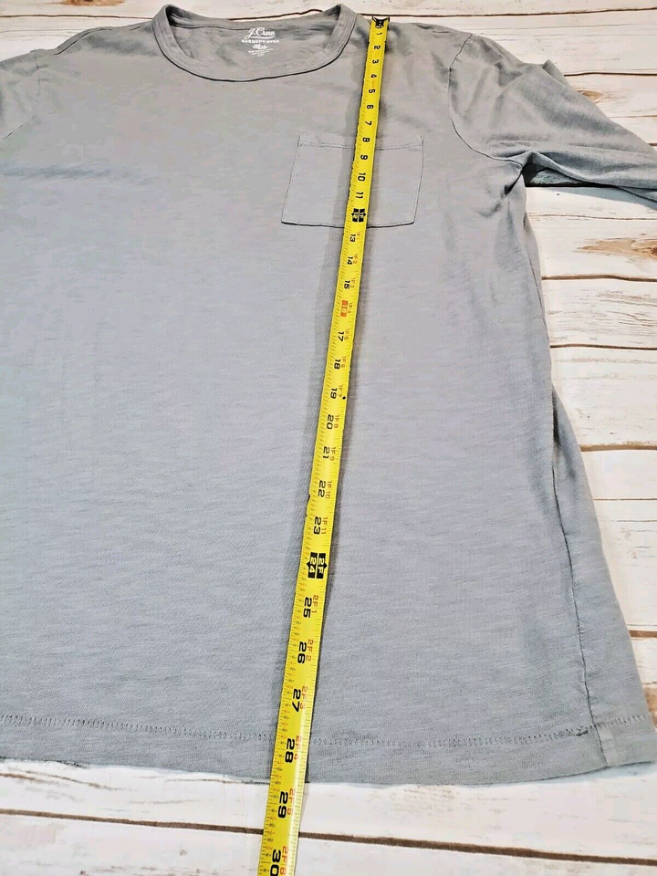 J.CREW Mens Large Tall GARMENT DYED CREWNECK Shirt Gray Pullover SLUB