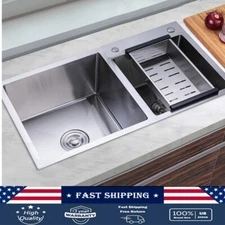 Double Bowl Stainless Steel Drop-in Kitchen Sink Dishwasher Vegetable Sink Home