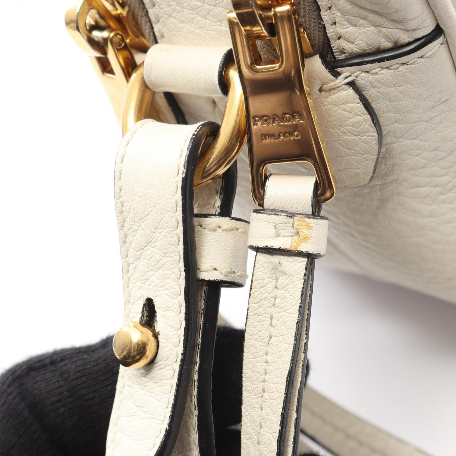 PRADA VIT DAINO Shoulder Crossbody Bag 1BH082 leather White Used Women thumbnail 8