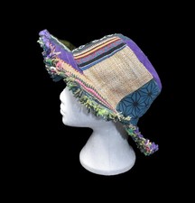 Hemp & Cotton Patchwork Sun Hat Hippie Hippy Fair Trade Boho Surf