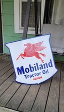 Mobil Tractor Oil Porcelain Sign Pegasus Shield Advertising