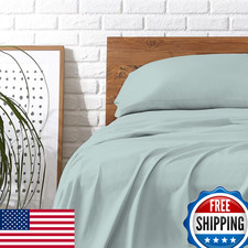 Carressa Linen 800TC Egyptian Cotton Twin Sheet Set - Seafoam Green, 3Pc Deep Po