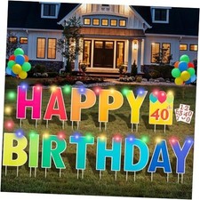 Happy Birthday Yard Sign with Stakes, Customizable Age Birthday Sign with 32.8
