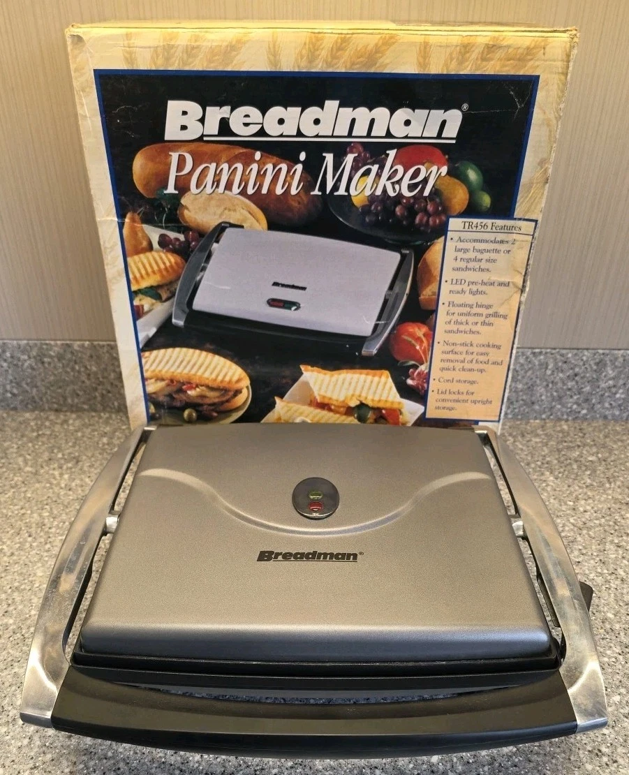 Breadman Panini Maker Sandwich Toaster TR456 2003 Salton Complete Tested