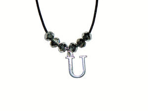 INITIAL "U" PENDANT NECKLACE (15"):  HAND-MADE JEWELRY BY T.L.C.