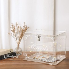 Ywlake Acrylic Wedding Card Box Money Post Gift Box Holder, Clear Card Box La...