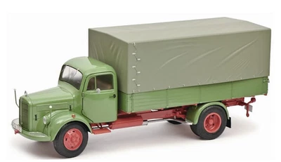 Schuco 450050100 Mercedes L3500 pick up with canvas top - green/red/grey 1/18 - Photo 1/2