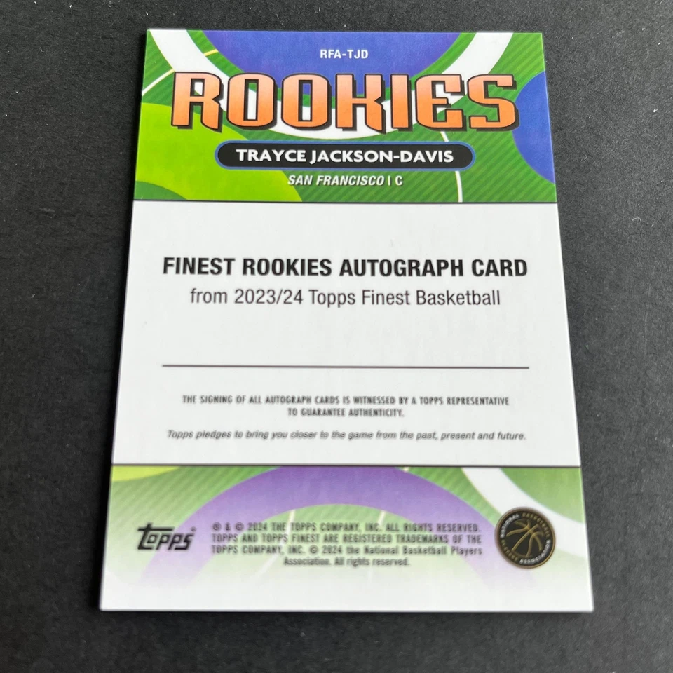 2023-24 Topps Finest Rookie Auto Trayce Jackson-Davis Golden State Warriors - Image 2 of 2