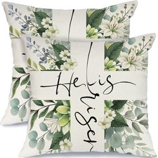 Easter Lily Pillow Covers Set of 2-18x18 Inch Farmhouse 18x18" Set of 2 Green