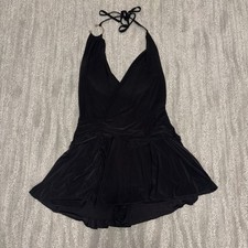 Urban Outfitters Y2K Women’s Black V-Neck Halter Top Romper Dress Sz L
