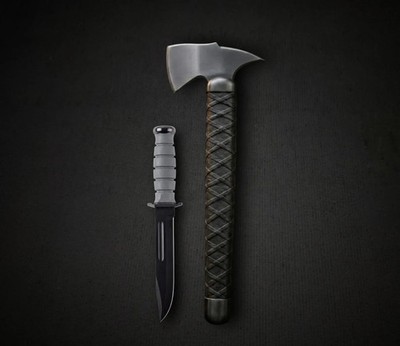 Custom The Punisher Daredevil Born Again Axe & Knife with Leather Sheath | Frank