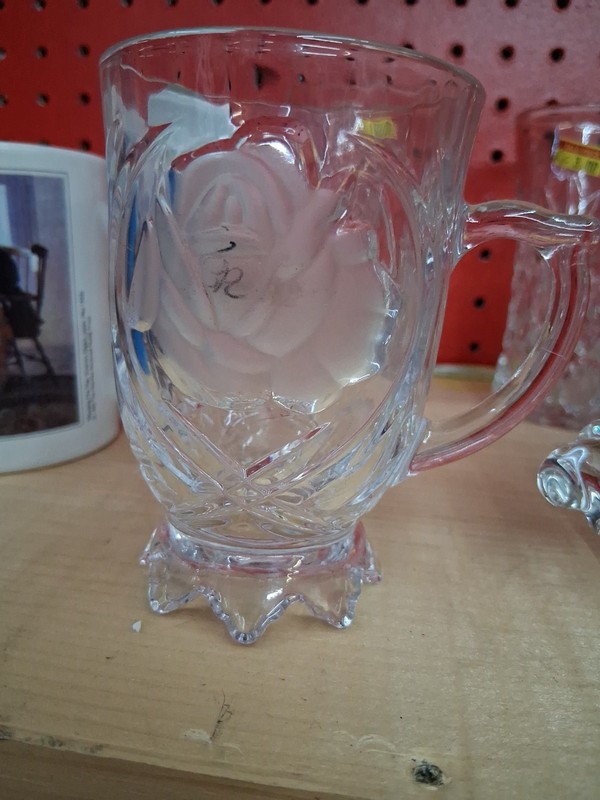 Mikasa Roses Glass Mug - Pre Owned 4 7/8" (K53)