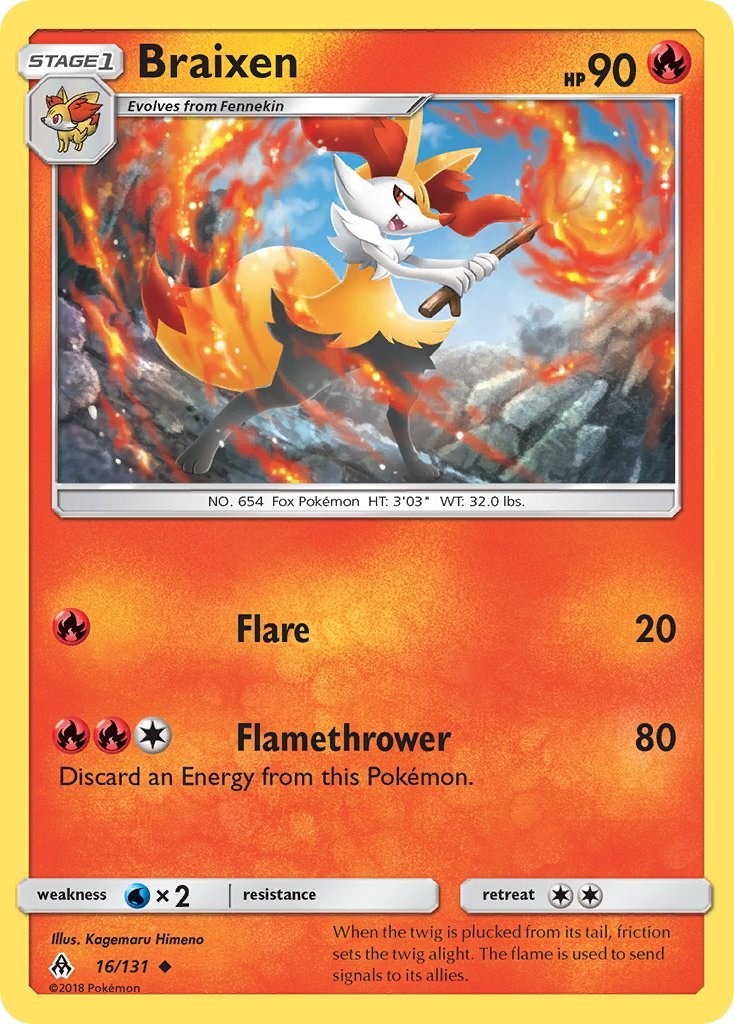 Braixen (16/131) Uncommon NM SM06 SM - Forbidden Light Pokemon TCG