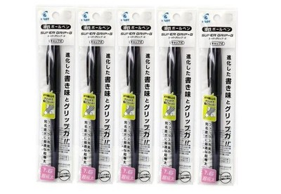 Pilot Super Grip G Ballpoint Pen Cap Type 1.6mm Super Thick Black ×5 Pieces