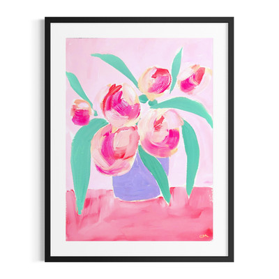 Original Floral 9x12 Acrylic Pink Painting Mother's Day Wall Art Multicolor