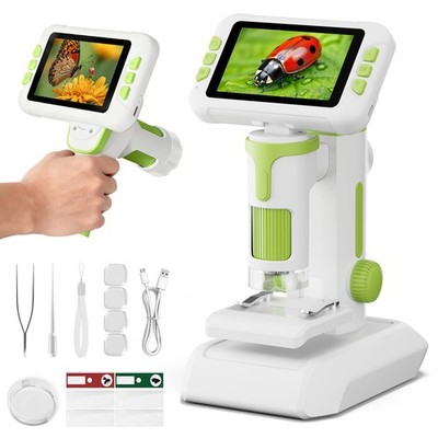 HEWEIMEI 1600X Microscope for Kids, 4K 4.0'' Digital Screen Kids Microscopes with