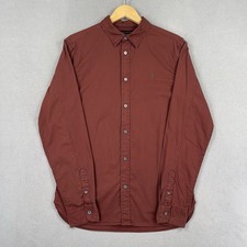 AllSaints Shirt Mens Small Red Hawthorn Solid Long Sleeve Button Down Business