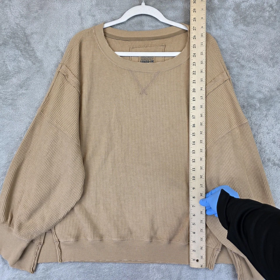 Sudadera American Eagle para mujer mediana marrón tejida gofre vivida en gran tamaño Foto 2 de 4