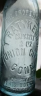 Vintage Glass Registered Bottle Embossed T. Ratykewich Union City, CT Green