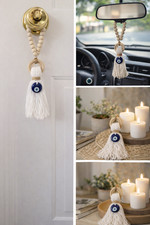 Turkish Evil Eye Wall Hanging DoorCharm Blue Glass Beads Protection Amulet Decor
