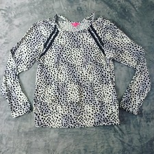 Betsey Johnson Dalmatian Print Performance Top S Black White Performance Y2K Gym