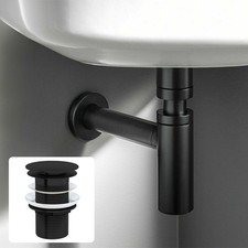 Nes Home Universal Badezimmer Waschbecken Flaschenfalle & ungeschlitzter Ablauf mattschwarz