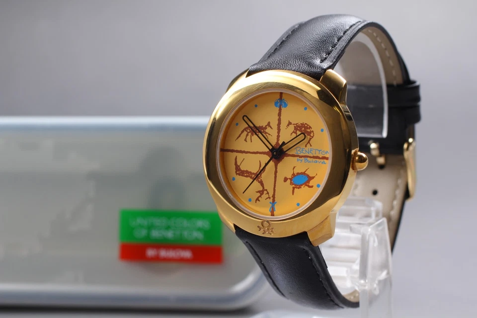 [全新/全套]Benetton by bulova 金色石英男士腕表日本制造 — 第 2/4 张图片