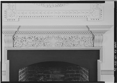 36. INTERIOR, FIRST FLOOR, DRAWING ROOM, DETAIL MANTEL FIREPLACE FRIEZE -