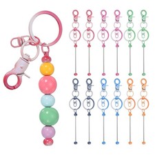 12Pcs Beadable Keychains, DIY Beaded Keychain Making Kit, Gradient Color