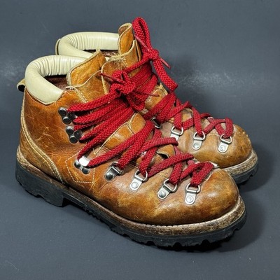 Thom McAn Brown Leather Vibram Hiking Mountaineering Boots Made USA 40-41 EU