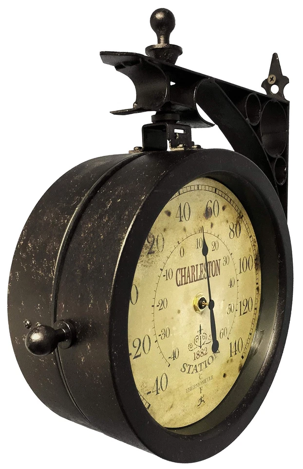 Charelston Metal Outdoor Clock, Waterproof Double Sided Train Station Clock &... - Image 4 of 4