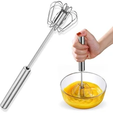 Semi-Automatic Handheld Egg Mixer Stainless Steel Whisk Kitchen Tool Baking