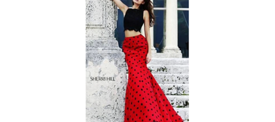 Sherri Hill Mermaid Gown Red and Black Two Piece Prom Homecoming Pageant |  eBay