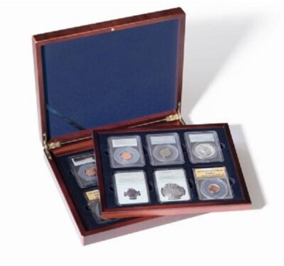 Lighthouse Mahogany Case For 12 Certified Slab Coin Holders PCGS NGC Storage NEW