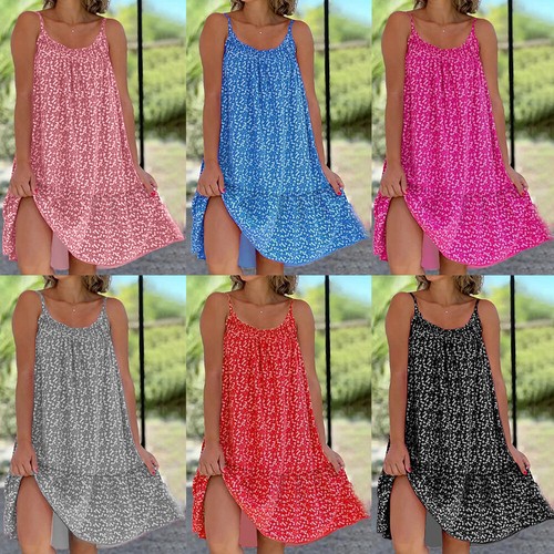 Sommerferienkleid Für Frauen Damen Boho Beach Glatte Sonne Mehr Wenn W ≌ - Picture 3 of 19