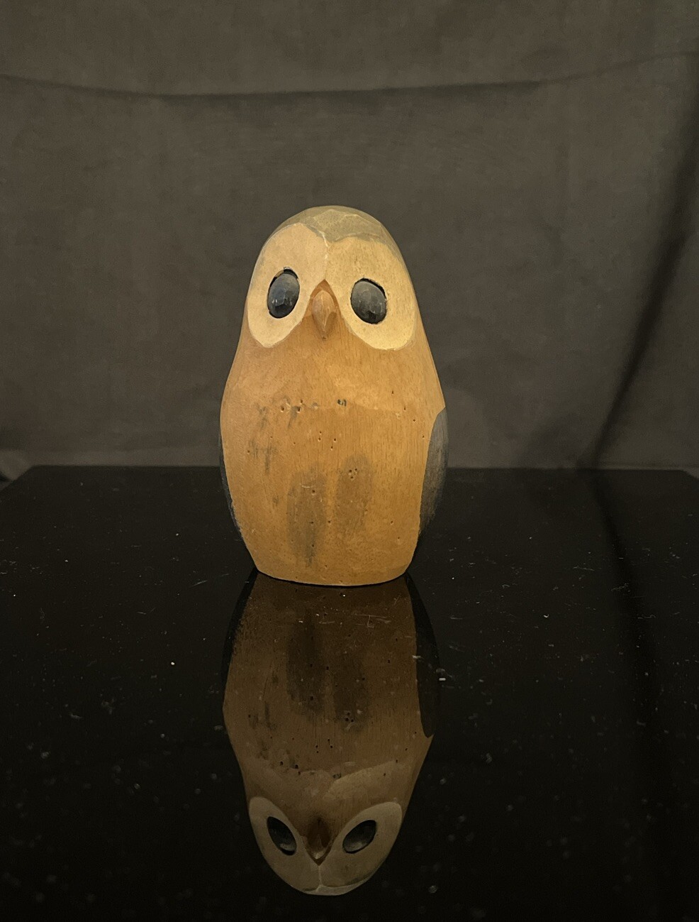 手作り彫刻木製フクロウ大きな目 非常にかわいい 4+ 高さ