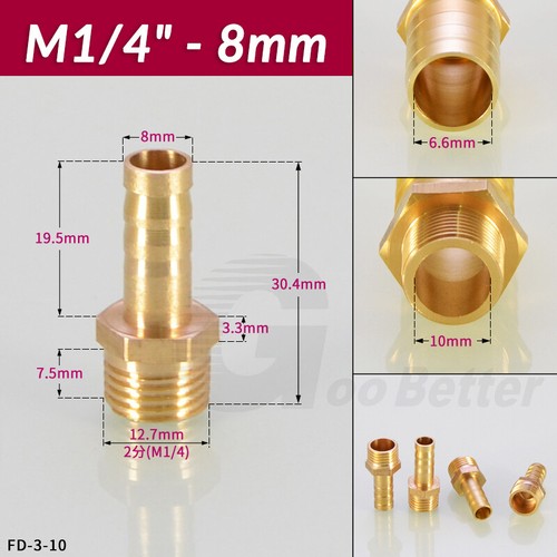 Conector de extremo de cola de manguera de combustible de agua rosca hembra/macho BSP accesorio de latón - Imagen 12 de 75
