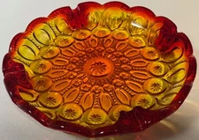 Vintage MCM L.E. Smith Moon Stars Amberina Glass Ashtray Decorative Mid Century