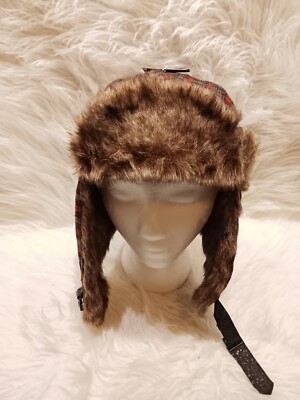 L& S FUR PLAID FLAPPER WINTER HAT