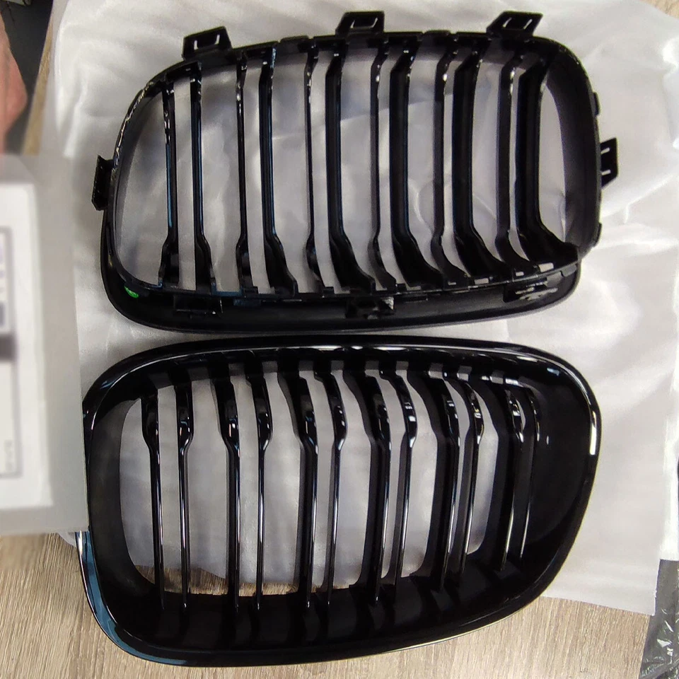 FOR 2011-2014 BMW 1 SERIES F20 F21 GLOSS BLACK FRONT KIDNEY TWIN GRILL GRILLE - Image 4 of 4